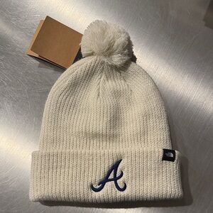 The North Face Braves Cream Beanie with Pom - one size